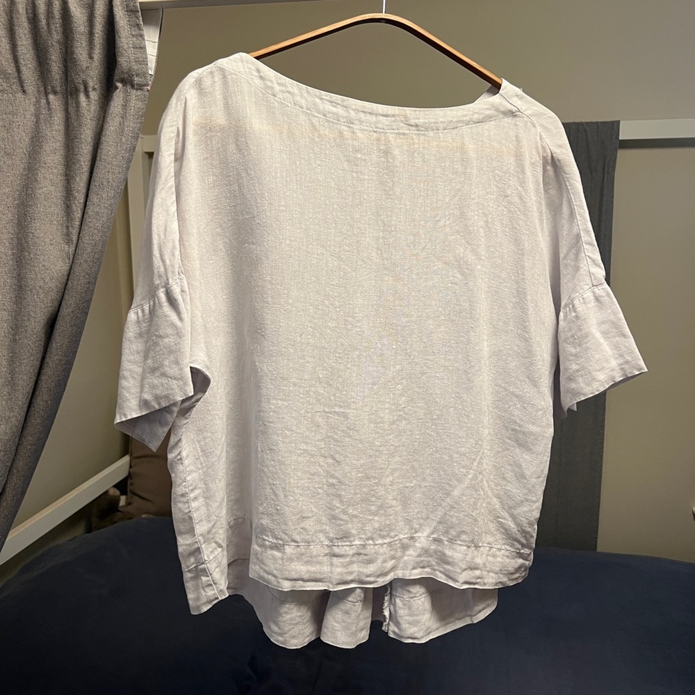 Muji top, light blue, M, Linen